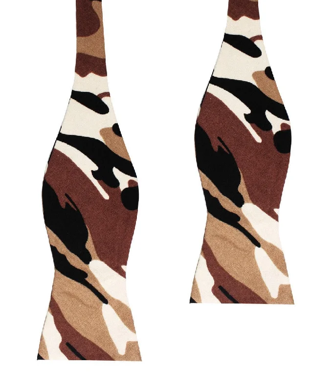 affordable designer silk bow ties-Desert Sand Camouflage Self Bow Tie