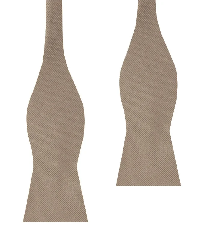 affordable silk necktie ideas for business-Dune Beige Brown Twill Self Bow Tie