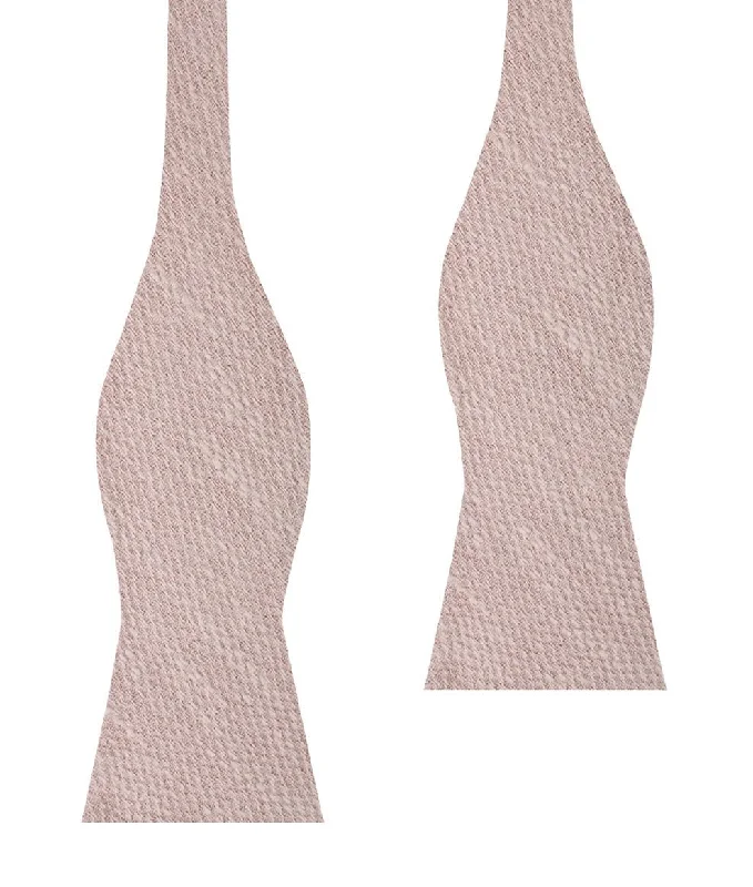 silk necktie combinations for wedding parties-Dusty Beige Pink Linen Self Bow Tie