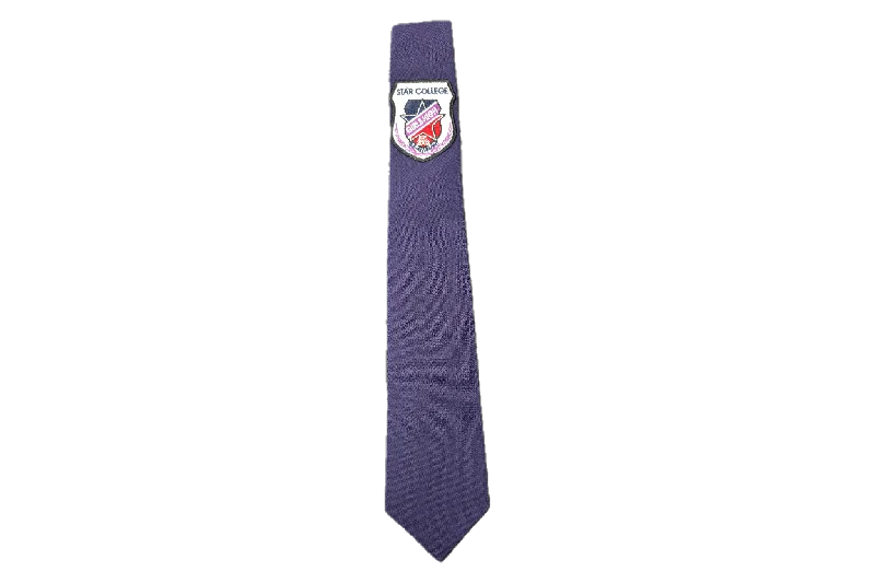 vibrant necktie options for office wear-Embroidered Tie - Purple -  Star College Girls High