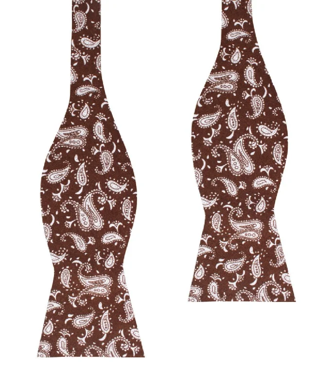 unique office silk tie options-Florence Paisley Brown Self Bow Tie