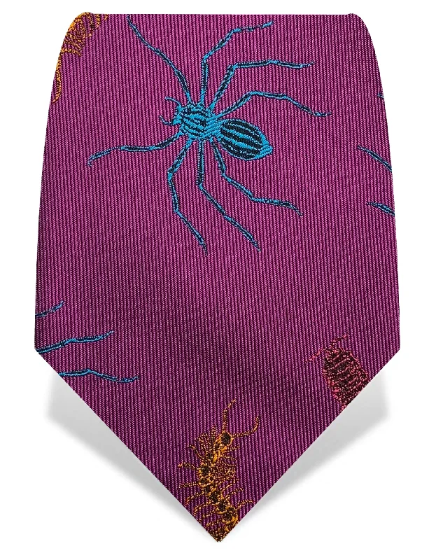 premium wedding silk necktie colors-Fuchsia Creepy Crawly Tie