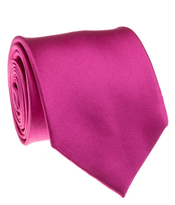 premium business silk bow ties-Fuchsia Satin Tie