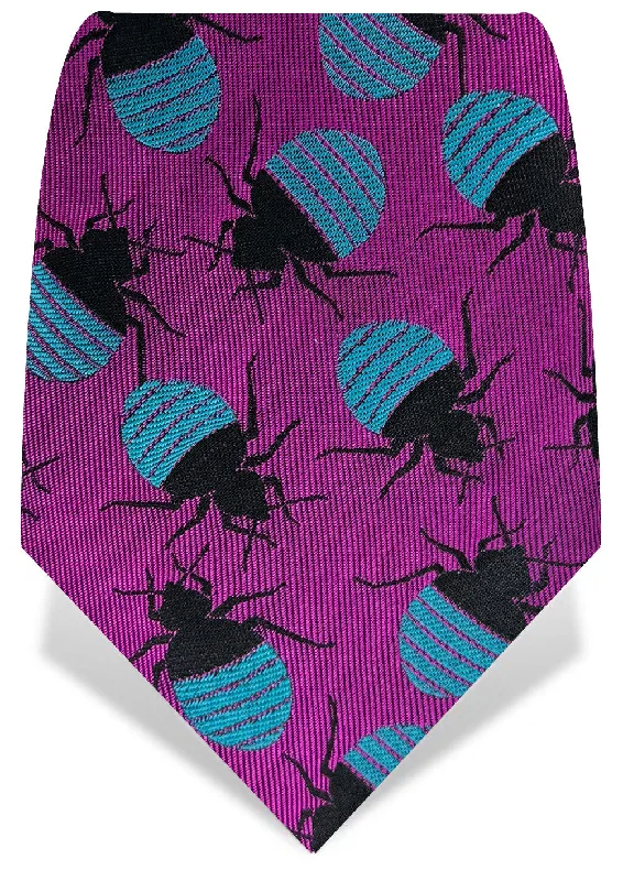 high-quality silk necktie sets for men-Fuchsia & Turquoise Bed Bugs Tie