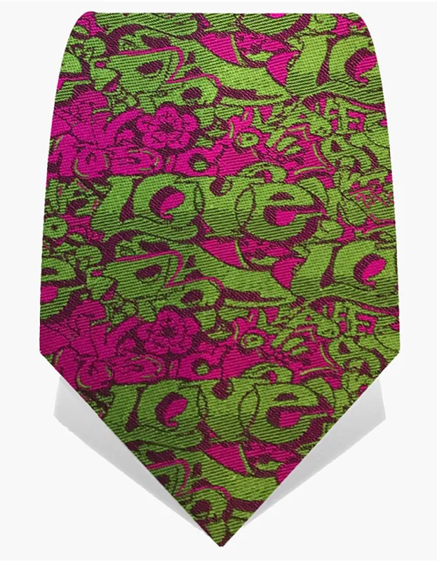 vibrant necktie colors for business events-Pink & Green Graffiti Tie