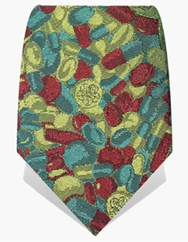 trendy office silk necktie combinations-Red & Green Pills Tie