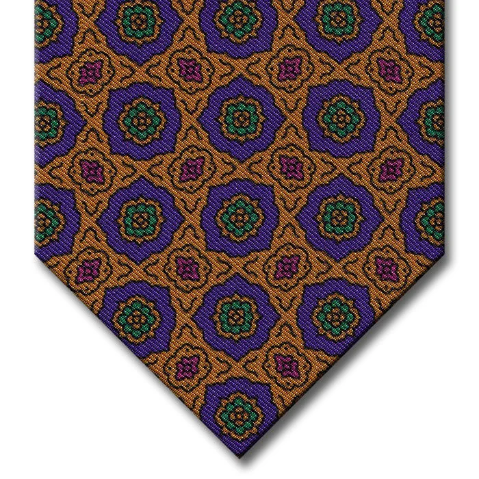 business silk necktie designs for weddings-Gold and Purple Medallion Tie