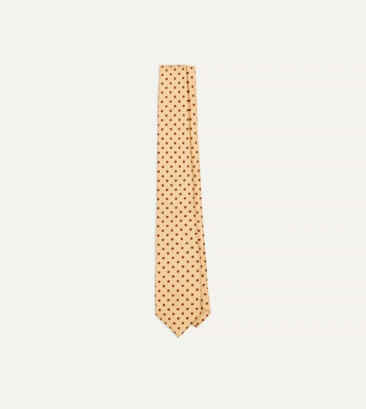 premium silk necktie ideas for business events-Gold Circular Dot Silk Self Tipped Tie