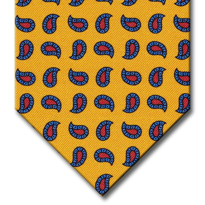 premium silk necktie options for weddings-Gold with Blue and Red Paisley Tie