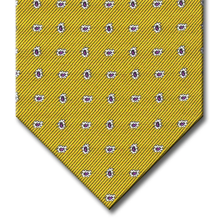 luxurious wedding silk necktie designs-Gold with Purple and Silver Paisley Tie