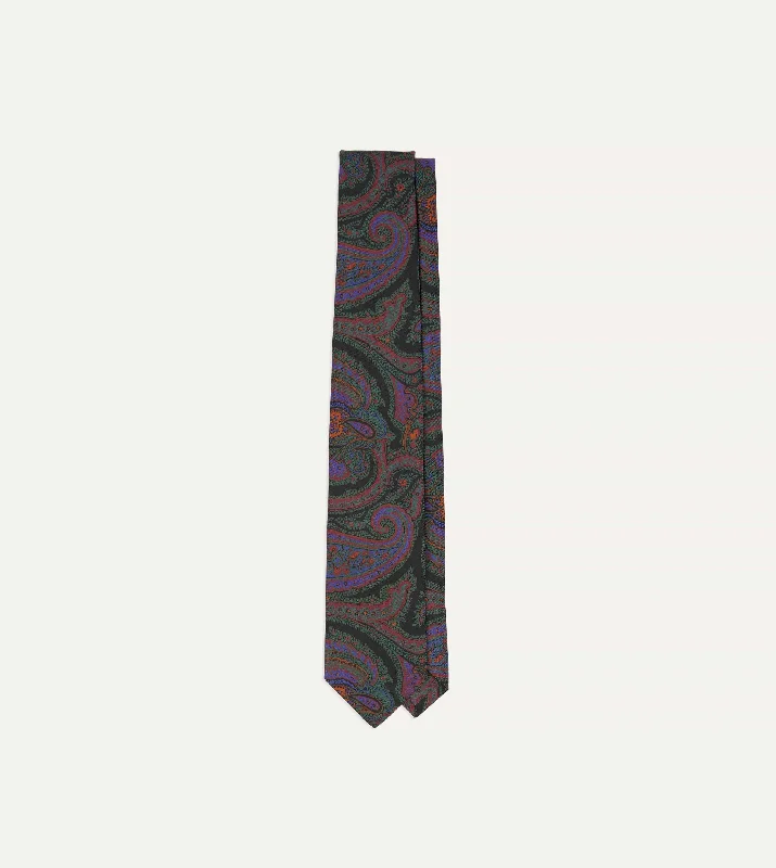 unique silk necktie combinations for men-Green Acanthus Print Silk Self Tipped Tie