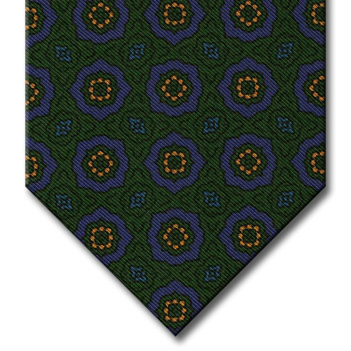 fashionable wedding silk necktie ideas-Green and Blue Medallion Tie