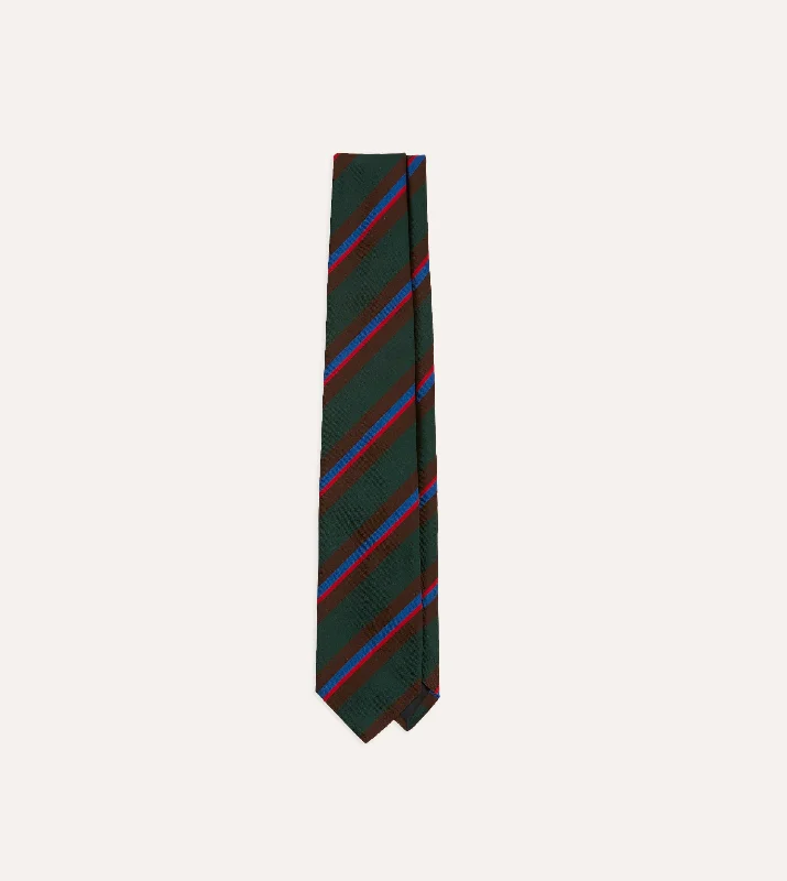 silk necktie ideas for wedding celebrations-Green and Brown Stripe Silk Mogador Tipped Tie