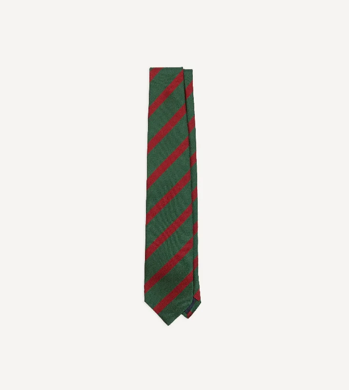 stylish wedding silk necktie combinations-Green and Red Dual Stripe Mogador Silk Tipped Tie