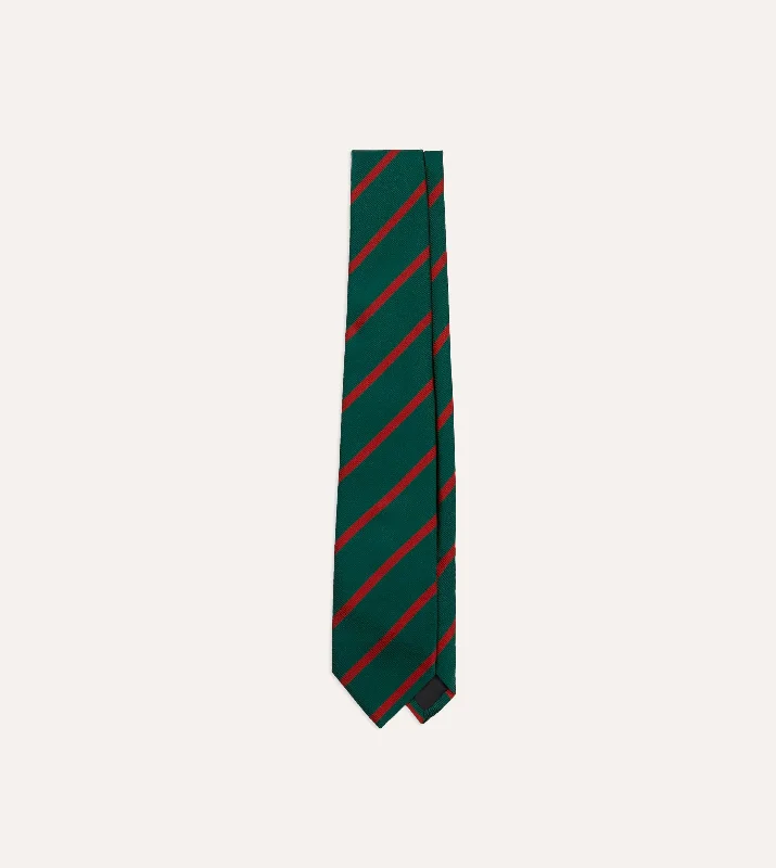 stylish silk ties for wedding parties-Green and Red Stripe Repp Silk Tie