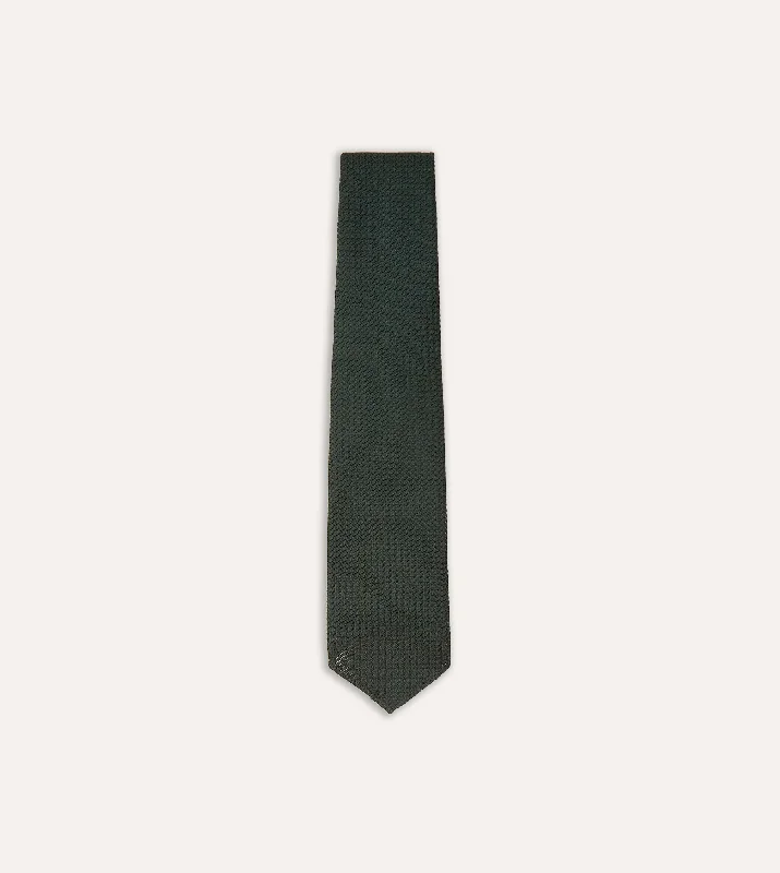 elegant silk bow ties for formal events-Green Hand Rolled Large Knot Grenadine Tie