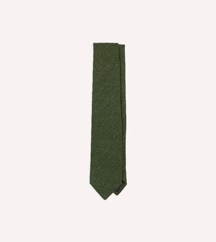 trendy silk necktie designs for weddings-Green Herringbone Shantung Silk Tipped Tie