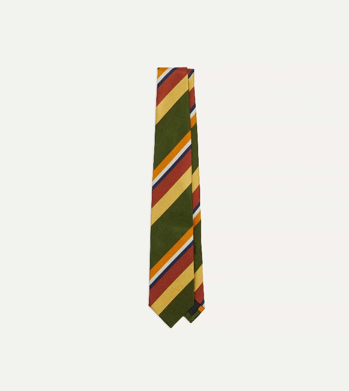 fashionable wedding silk necktie ideas-Green Multi Stripe Silk Tipped Tie