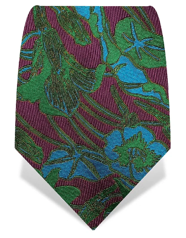 classic silk wedding necktie colors-Green & Pink Nasturtiums Tie