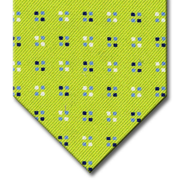 modern silk necktie colors for weddings-Green with Blue Geometric Pattern Tie