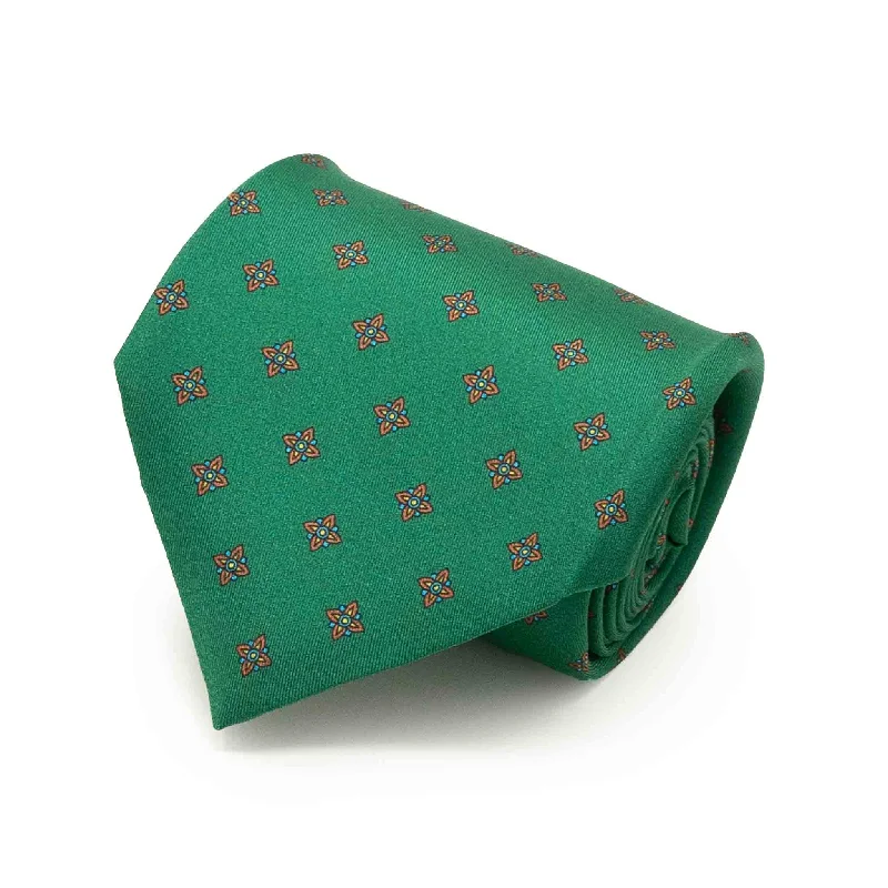 premium silk wedding necktie ideas-Green with Diamonds Pattern Silk Tie