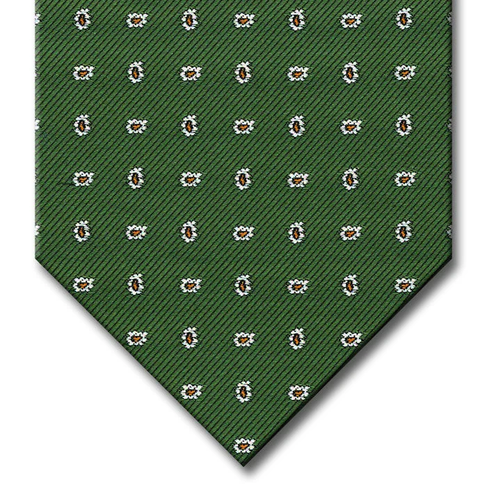 trendy wedding necktie colors for men-Green with Orange and Silver Paisley Tie