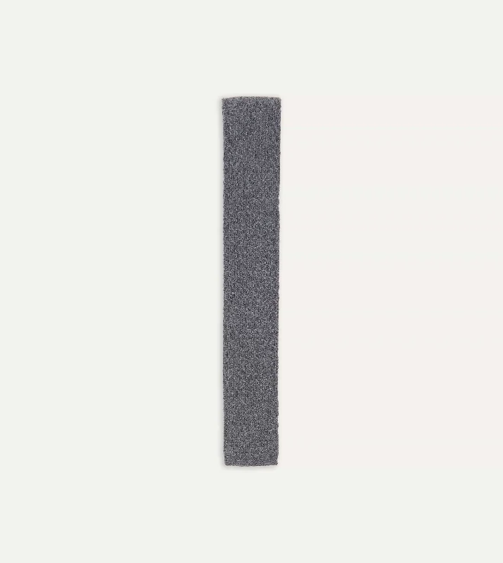 elegant silk necktie options for business wear-Grey Knitted Cashmere Wool Solid Colour Tie