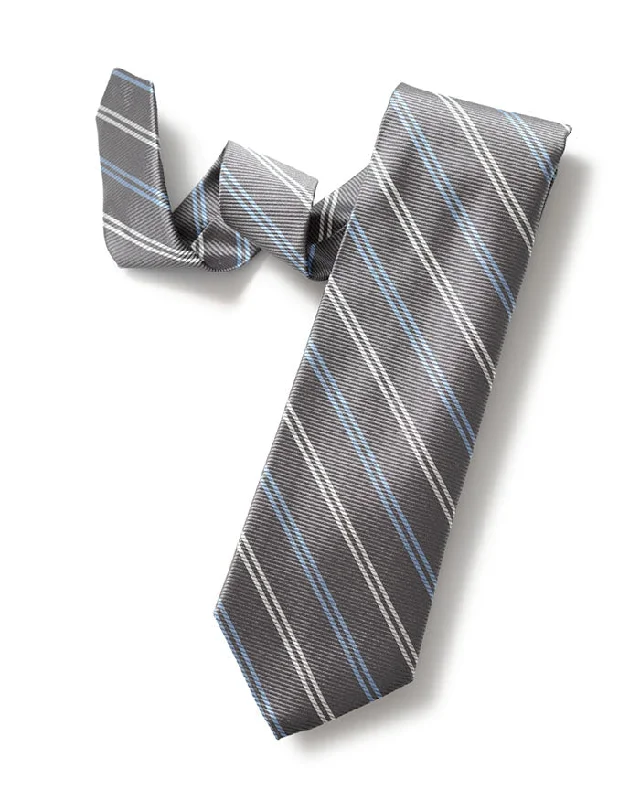 fashionable silk necktie ideas for men-Grey Repp Stripe Tie