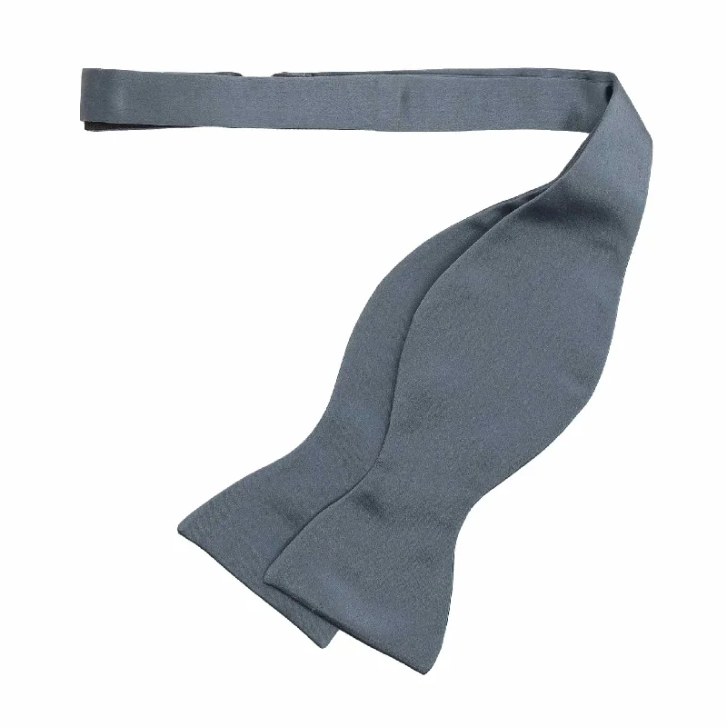 unique silk necktie combinations for men-Grey Self-Tie Silk Satin Bow Tie