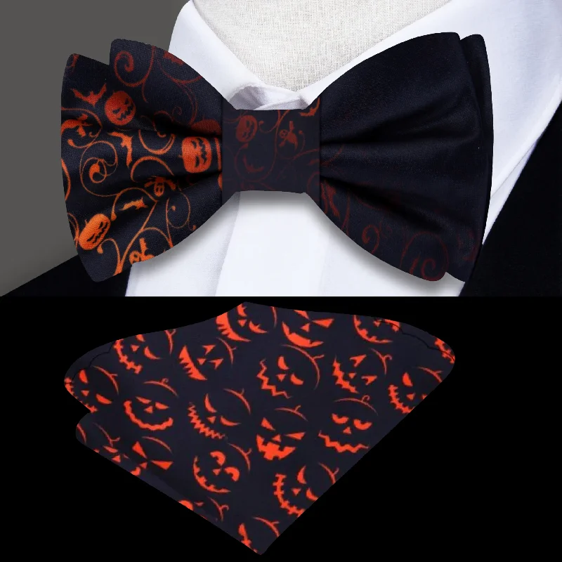 stylish patterned neckties for weddings-Haunted Halloween Bow Tie