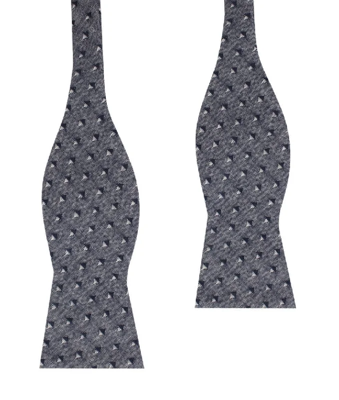 elegant wedding necktie designs for men-Inception Navy Linen Self Bow Tie