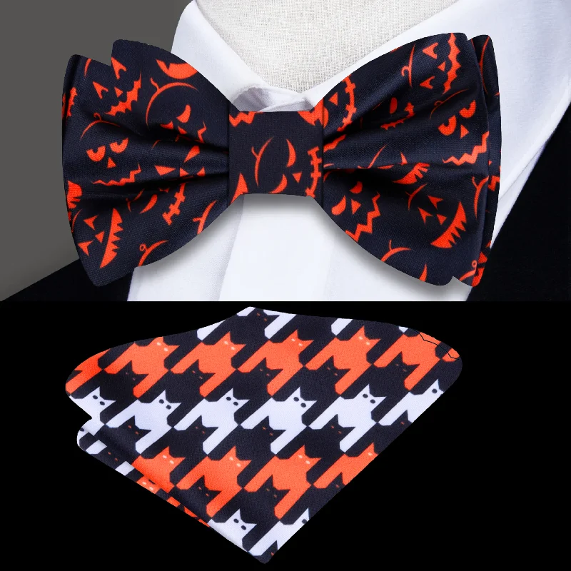 affordable necktie designs for weddings-Jack-O-Lantern Bow Tie