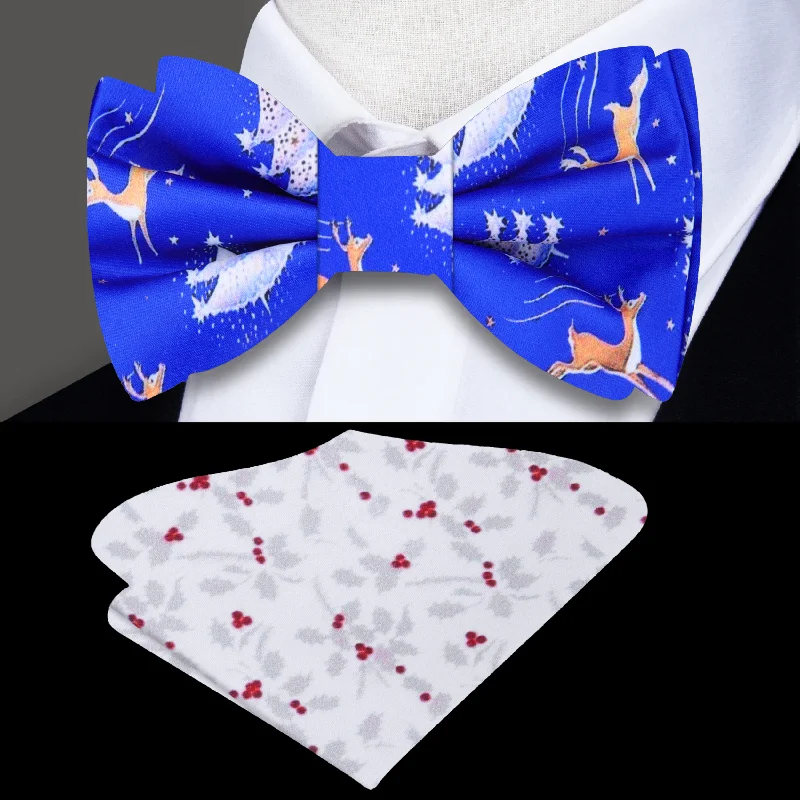 premium silk wedding necktie sets for men-Jumping Reindeer Bow Tie