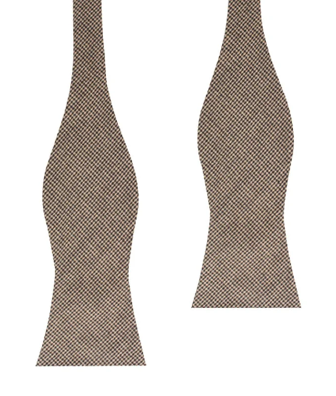 elegant silk necktie designs for office wear-Khaki Black Houndstooth Blend Self Bow Tie