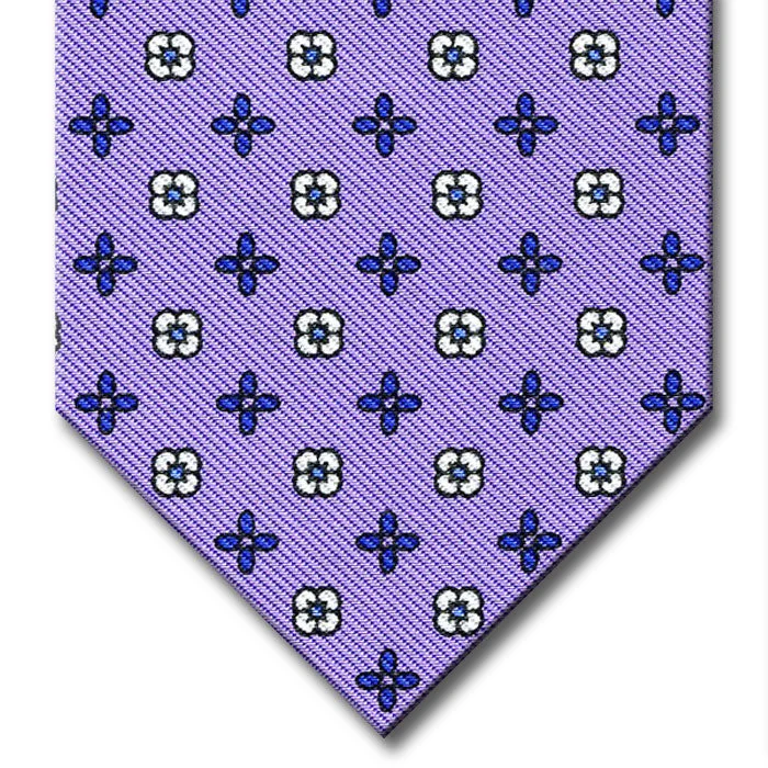 luxury silk necktie options for wedding parties-Lavender with Blue Floral Pattern Tie