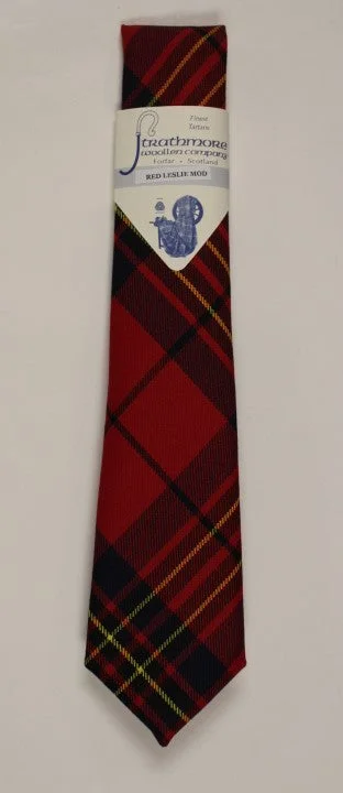 affordable necktie designs for weddings-Leslie Red Modern Tartan Tie