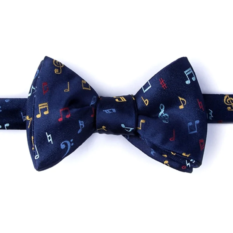 stylish office necktie sets for men-Let's Compare Notes Bow Tie, Navy