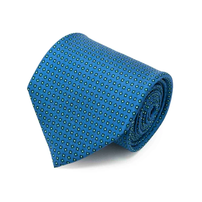 stylish business silk tie designs-Square Dots Light Blue Silk Tie