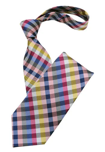 high-end wedding silk necktie designs-Light Multi Color Check Tie