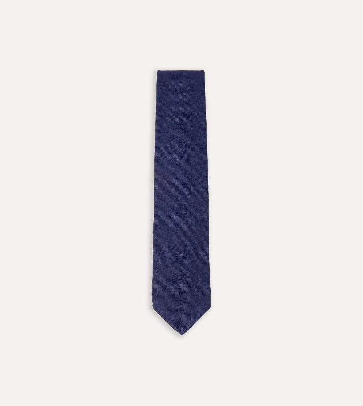 stylish wedding silk necktie combinations-Light Navy Pure Cashmere Solid Hand Rolled Tie