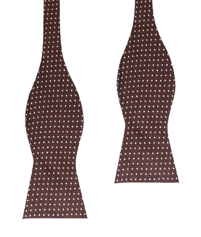 modern silk necktie combinations for office wear-Lungo Brown Polkadot Cotton Self Bow Tie