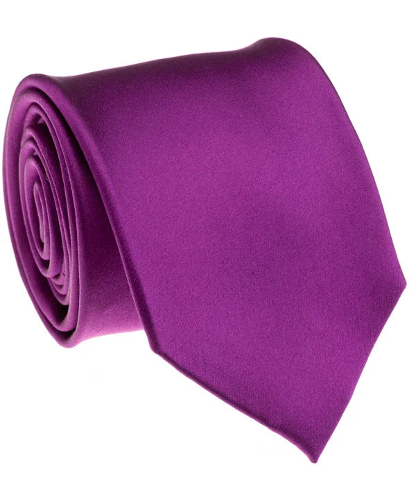 high-end silk necktie designs for weddings-Magenta Satin Tie