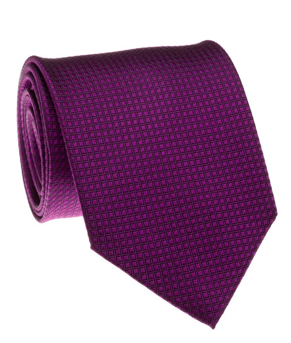 luxurious wedding silk necktie designs-Magenta Solid Grid Tie