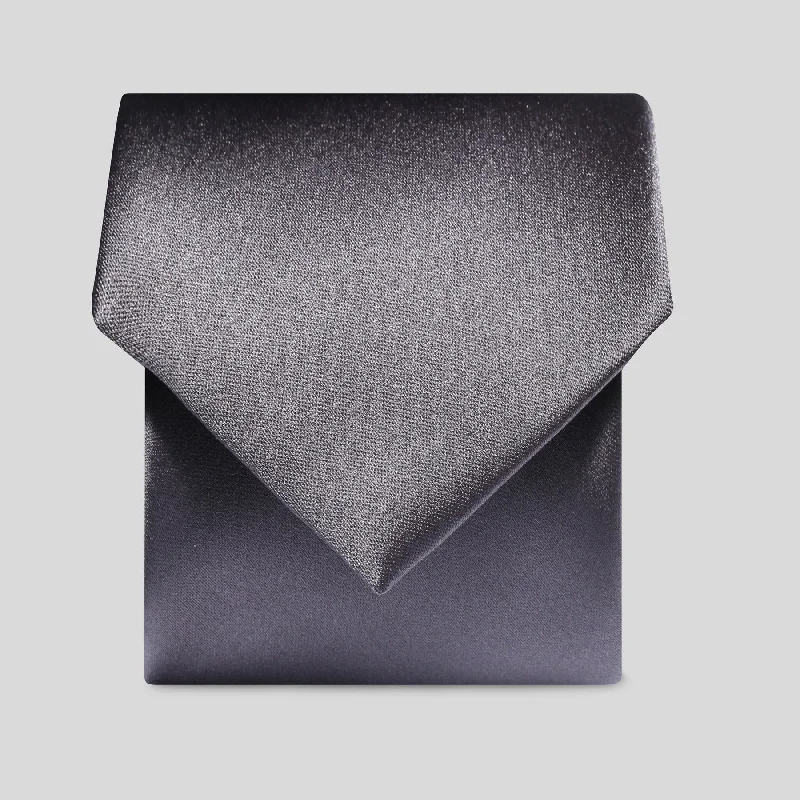 affordable silk necktie designs for formal events-Mens Charcoal Satin Tie