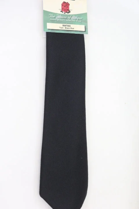 affordable silk necktie combinations for men-Mens House of Edgar Woollen Tie - Black