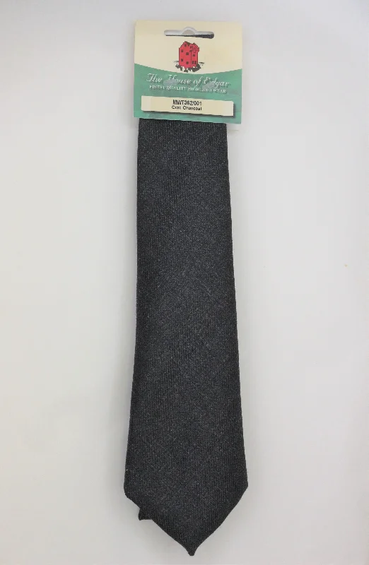 designer silk necktie packs for weddings-Mens House of Edgar Woollen Tie - Charcoal