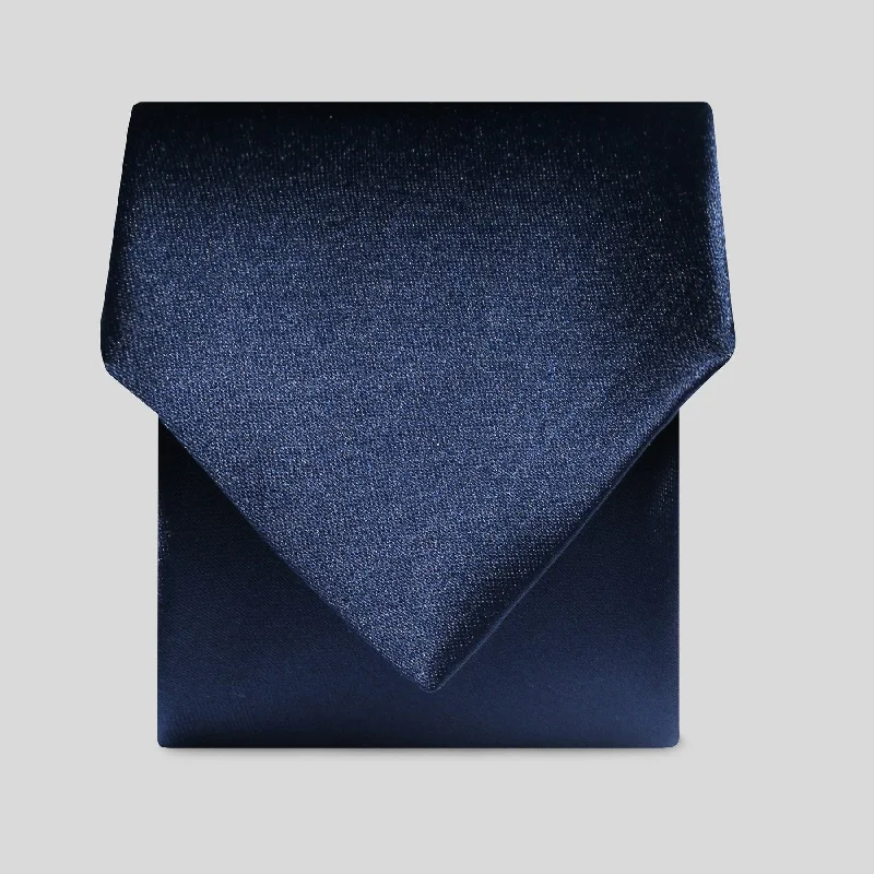 premium business silk bow ties-Mens Navy Satin Tie