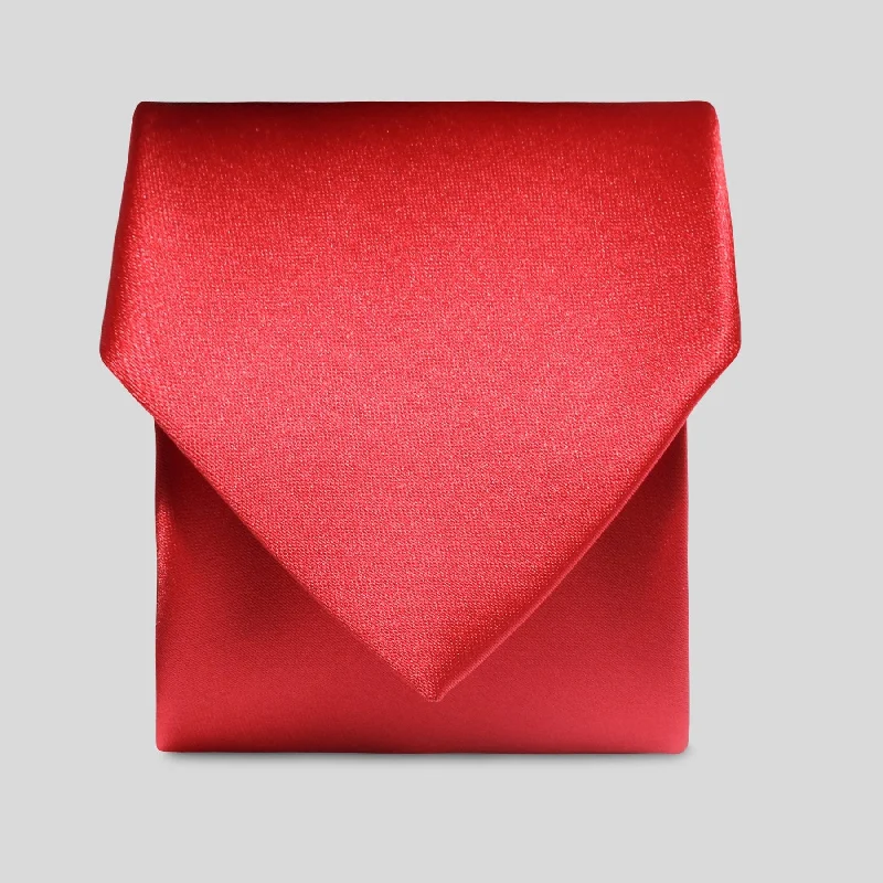 unique office silk tie options-Mens Scarlet Red Satin Tie