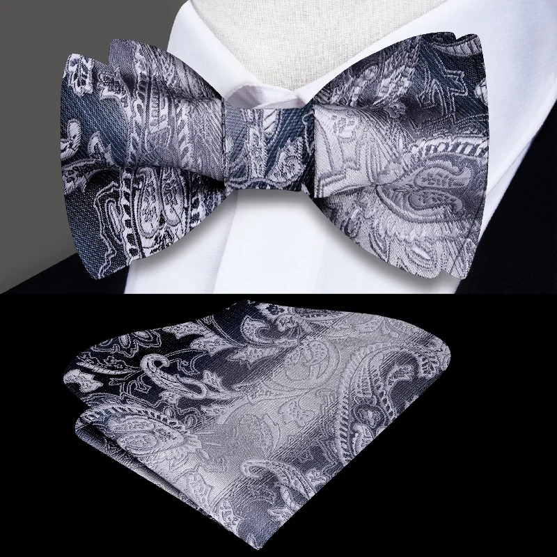 stylish silk ties for wedding parties-Mixer Paisley Self-Tie Bow Tie