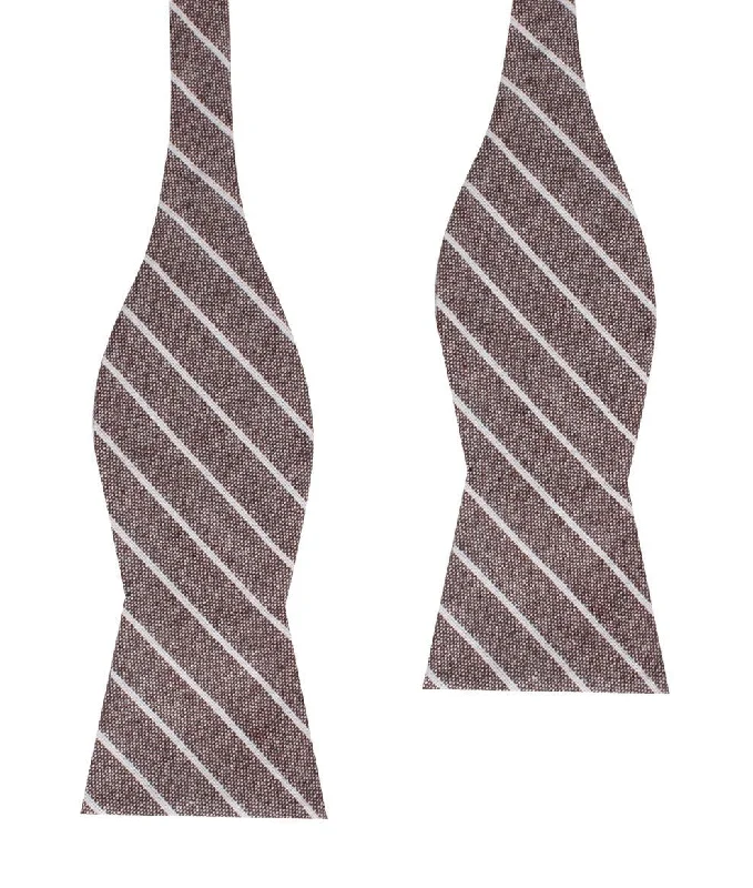 elegant silk necktie combinations for weddings-Mocha Brown Pinstripe Linen Self Bow Tie